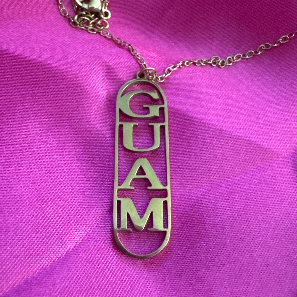 Guam Vertical Bar Necklace | Silver Stainless Steel Island Jewelry